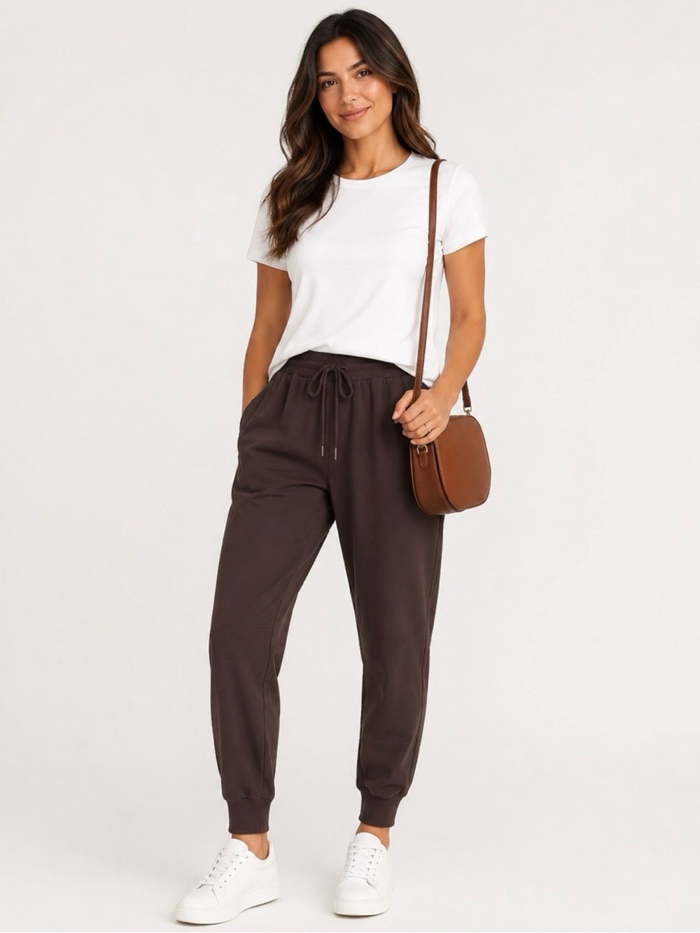 StretchTech Everyday Drawstring Joggers Chocolate Brown Size Large